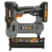 NuMax S18V31618G 18 Volt Cordless 3-in-1 16 and 18 Gauge 2 Finish Nailer / Stapler Kit with Lithium Ion Battery, Charger and Fasteners – 1000 Shots per Charge