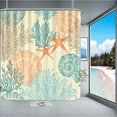thumbnail image 3 of Extra Long Shower Curtain Decorative Nautical Coastal Starfish Seashell Beach Bath Curtain Waterproof Fabric Ocean Themed Decor for Bathroom with 12 Hooks, 72x72, C4, 3 of 6
