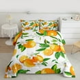 thumbnail image 2 of jejeloiu Orange Queen Comforter Set,Swweet Fruit Bedding Sets,White Flower Floral Bedding Comforter Set For Boys Girls,Super Cozy Room Decor Reversible,3 Pieces, 2 of 8