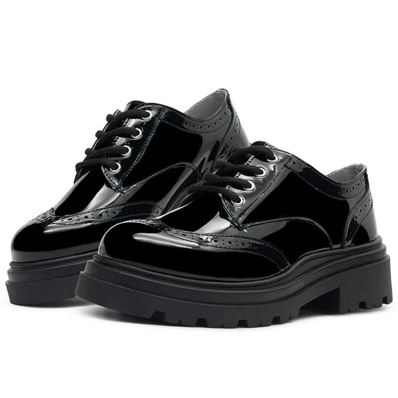 Zapato Escolar Karsten Bostoniano Charol con Tacon para niña Negro 19