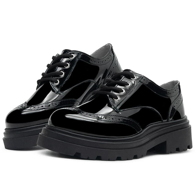 Zapato Escolar Bostoniano Karsten Charol con Tacon para Niña Negro 18.5