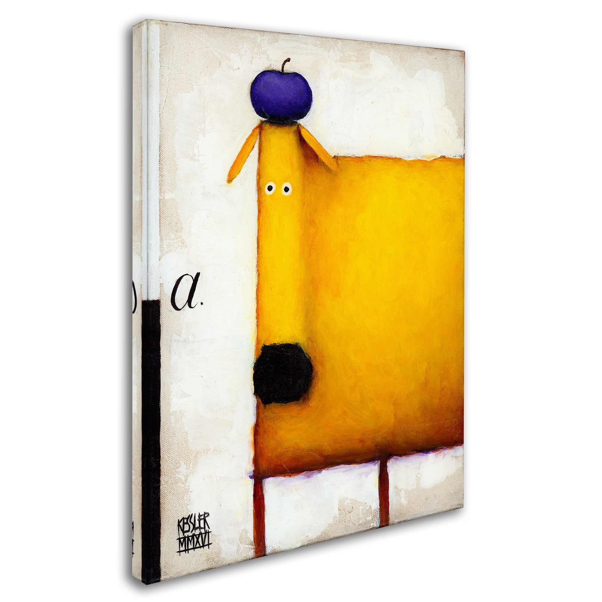 Trademark Fine Art 'Yellow Dog With Apple' Canvas Art by Daniel Patrick Kessler