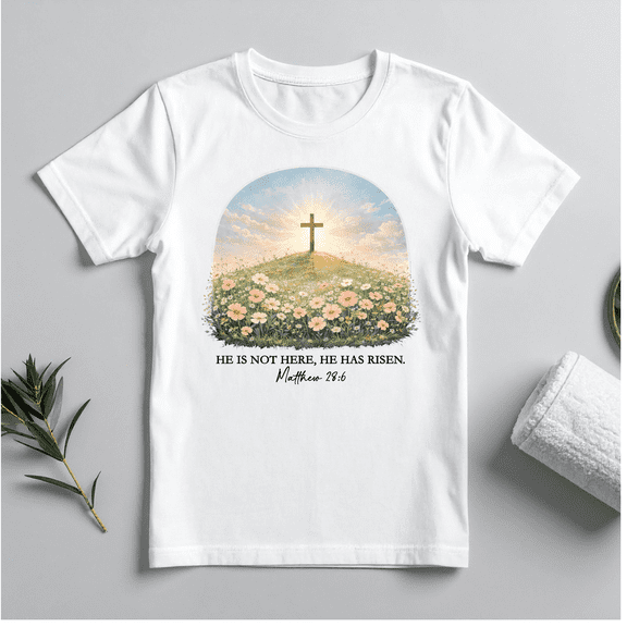 He Is Risen Christian Wildflower Cross Scripture Matthew 28 6 T Shirt WHITE Unisex S-5XL Hot Trending Shirt, Vintage Birthday Gift