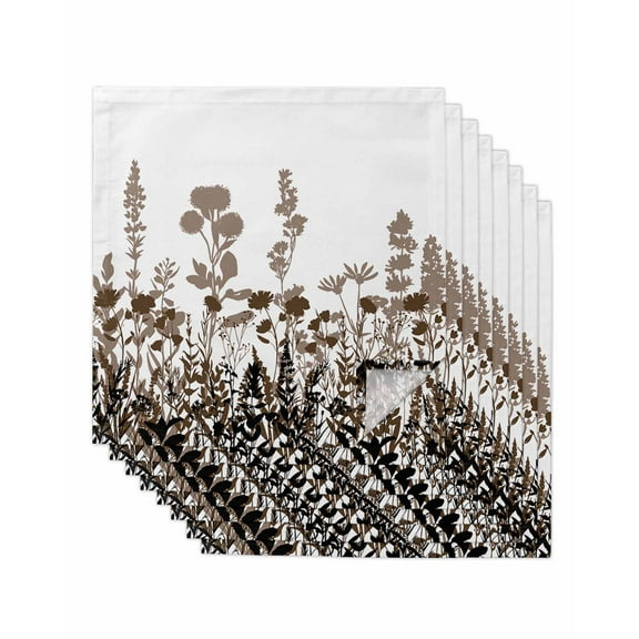 Hokiten Kitchen Dinner Napkins Set of 8 Brown Flowers Cloth Napkins Reusable Washable Table Napkins for Weddings Cocktail Parties Holiday Table Decor 20x20 Inch