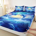 thumbnail image 3 of jejeloiu Ocean Animal Whale Full Size Sheets,Natural Scenery Aurora Bed Sheets For Men Women 4-Piece, 3 of 7