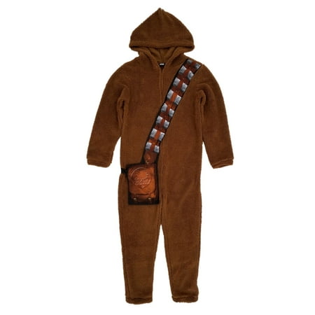 Star Wars Mens Plush Chewbacca Chewy Costume Union Suit Hooded Pajamas