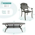 thumbnail image 4 of MEETWARM 9-Piece Outdoor Furniture Dining Set, All Weather Cast Aluminum Patio Garden Set with 8 Chairs,1 Oval Table, 2.2" Umbrella Hole, Dark Bronze, 4 of 7