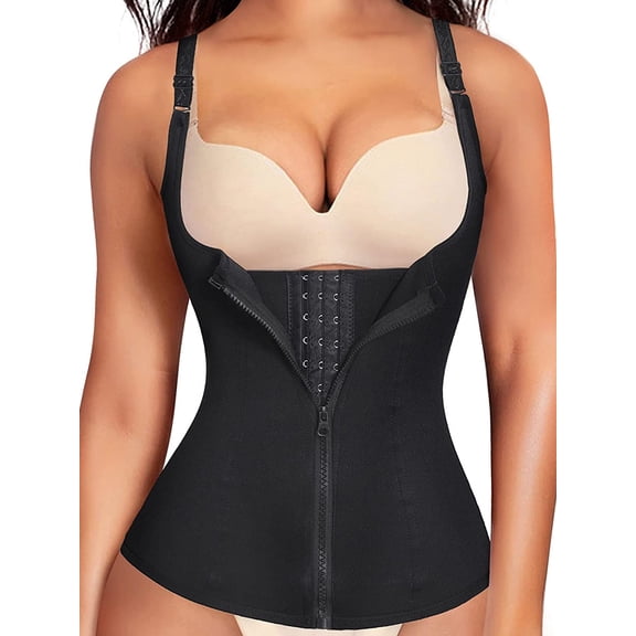 Lilvigor Waist Trainer for Women Fitness, Zipper Waist Cincher Slimming Underbust Corset Trimmer Indoor Workout Body Shaper Tank Top