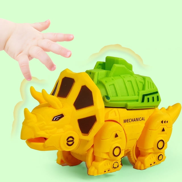 TIMIFIS Mini Dinosaurs Dinosaur Mechanical Assembly Model Press Automatic Gliding Dinosaur Car Educational Toy Education