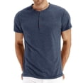 thumbnail image 2 of Vicojack Men's Henley T-Shirts 3-Button Placket Short Sleeve Plain Casual Summer Tee, Pack of 2 (M-XXL), 2 of 8