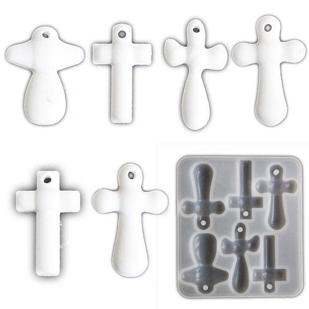BRIGHTFUFU Molde de cruz para colgante DIY de resina epoxi, moldes de silicona flexibles para llaveros, joyería y colgantes únicos.