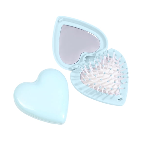 Pisexur Belleza Maquillaje Mini cepillo de pelo para bolso, cepillo de pelo plegable de viaje, cepillo de pelo con forma de corazón, mini cepillo de espejo de bolsillo, minpara mujeres y hombres
