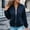 Navy, variant on XPMWRP Women's Stand Collar Zip Up Bomber Jacket, Loose Fit Casual Fleece Outerwear with Zipper Side Pockets Army Green XXXL