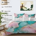 thumbnail image 3 of Teal Pink 4 Piece Duvet Cover Set Twin Size Gold Marble Modern Abstract Natural Stone Cracks Soft Bedding Set Comforter Cover, 1 Duvet Cover 1 Flat Sheets and 2 Pillowcases, 3 of 9