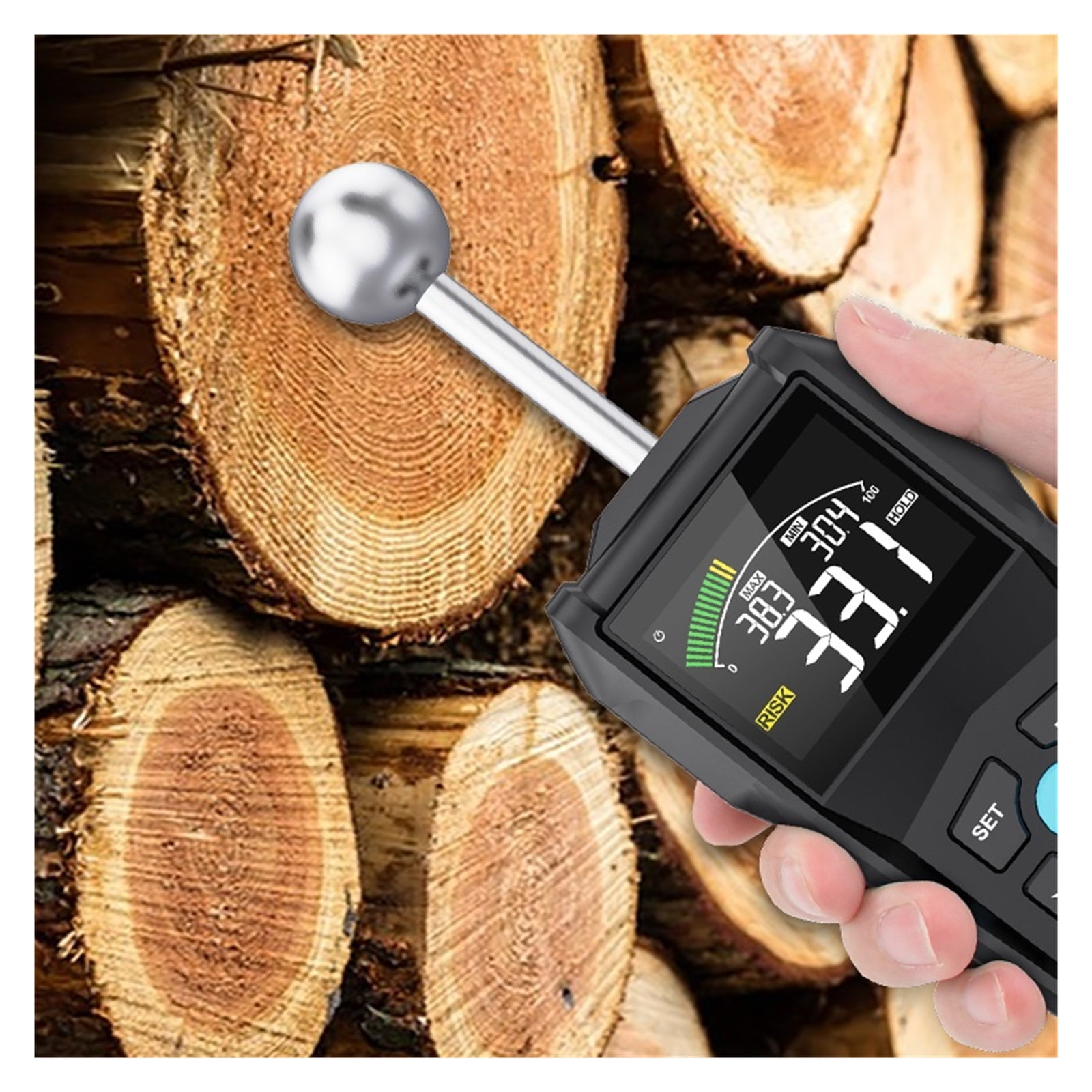 Moisture Meter For Wood Meter Non-destructive Hygrometer Double Sided Humidity Tester Self Calibration Timber Damp Detector ,Wide Applications
