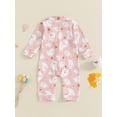 thumbnail image 4 of ZINTAOZT Infant Baby Girl Halloween Pajamas Ghost/Pumpkin Print Romper Long Sleeve Button Jumpsuit One Piece Fall Clothes, 4 of 8