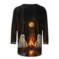 thumbnail image 3 of aohooy Womens 3/4 Sleeve Halloween Tunic Crewneck Shirts Funny Pumpkin Witch Ghost Bats Graphic Blouses T-Shirt Black,XXXXL, 3 of 4