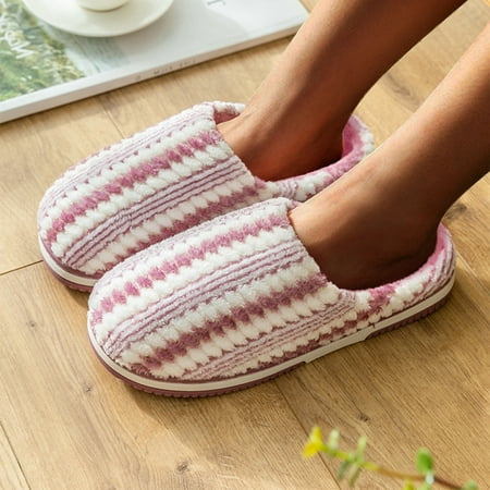 

MRULIC slippers for women Warm Furry Slippers Women Slippers Shoes Keep Shoes Flat Home Couples SlipOn womens slippers house slippers for women Purple + US:7.5