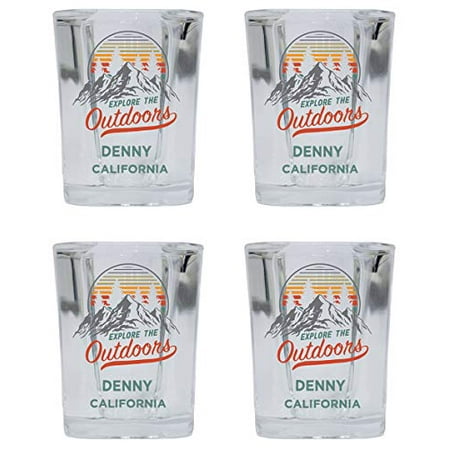 

Denny California Explore the Outdoors Souvenir 2 Ounce Square Base Liquor Shot Glass 4-Pack