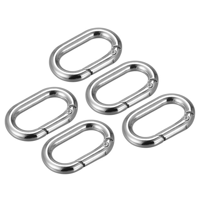 Monedero Correa Anillos, 5uds 34mm Metal Ovalado Resorte Broche Hebilla Accesorios para Bolsa Artesanía Bricolaje Accesorios Gancho Clip, Plateado Tono