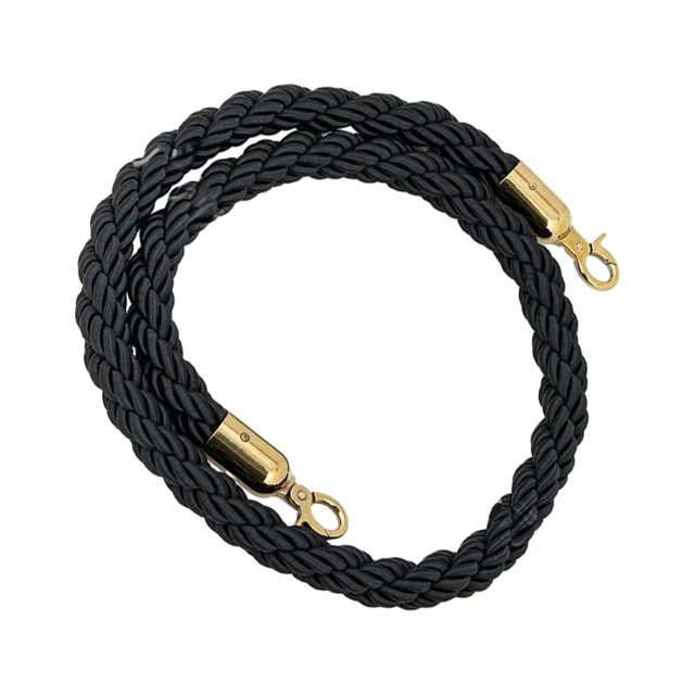 Inteprter Cuerda de barrera duradera de tela para control de multitudes confiable y garantía de seguridad Cuerda de cola de control de Cadenas y protecciones para puertas de seguridad negro W05-4