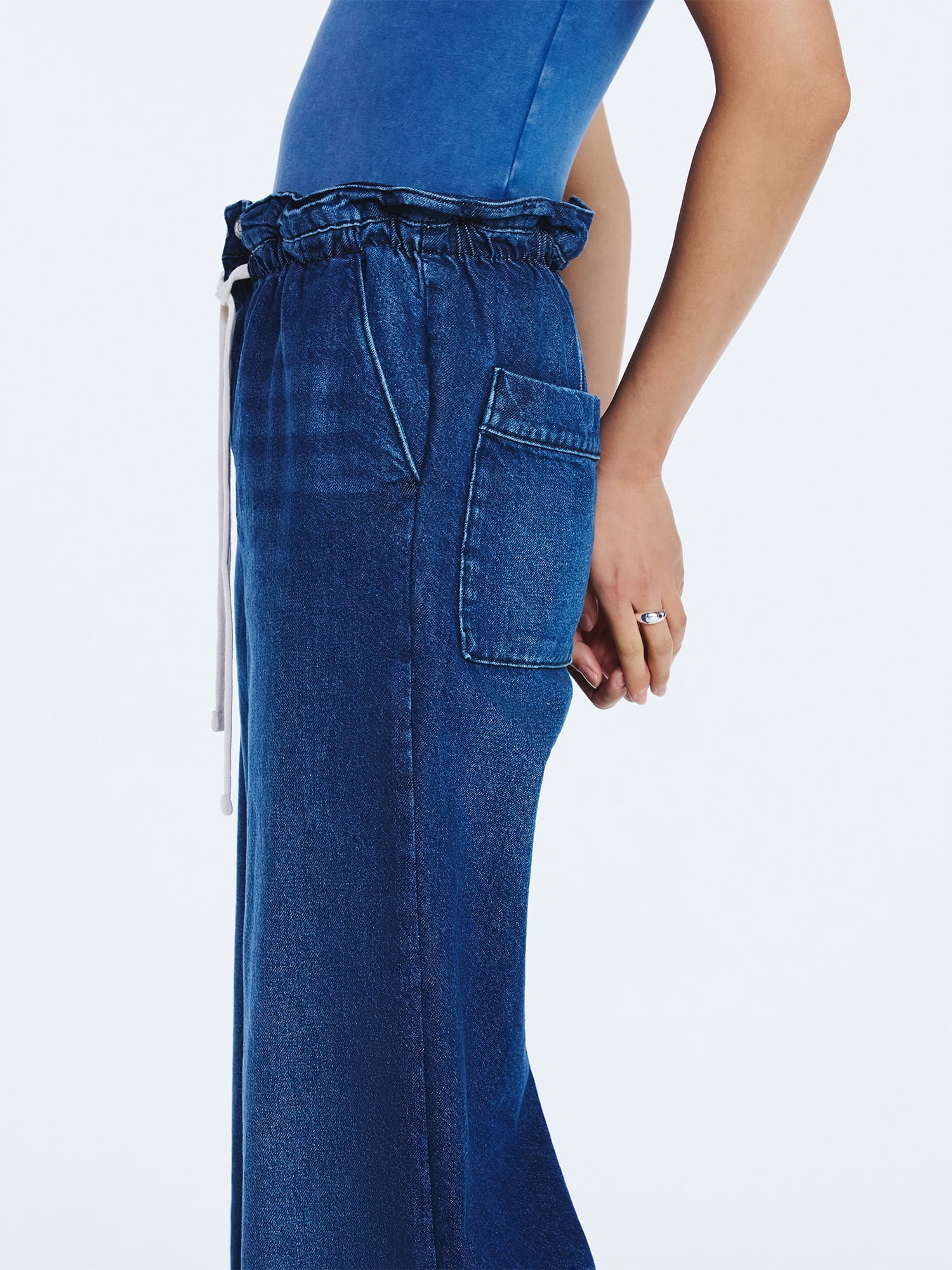 Scoop Women's Paperbag Waist Wide Leg Cotton Pants, Regular, Short and Long Inseams, Sizes XS-XXL