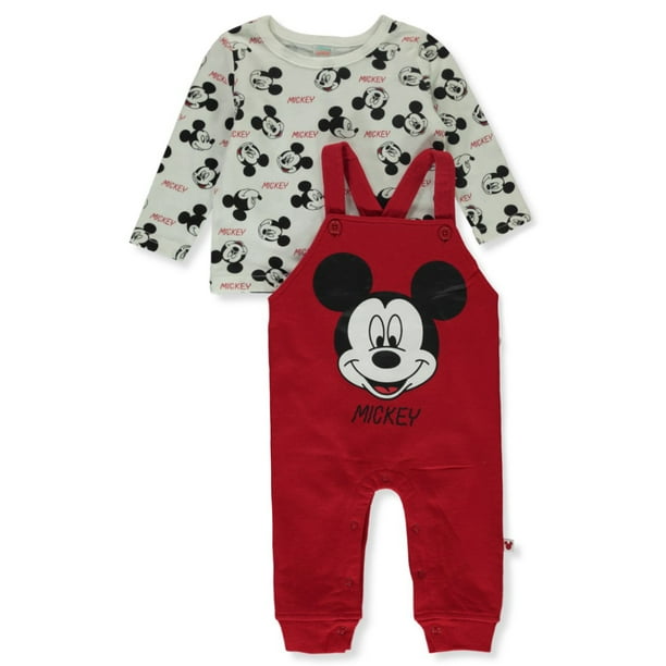 Disney Mickey Mouse Baby Boys' 2Piece Overalls Set Outfit red, 0 3 months (Newborn