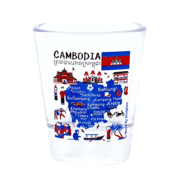 Cambodia Landmarks and Icons Collage Shot Glass