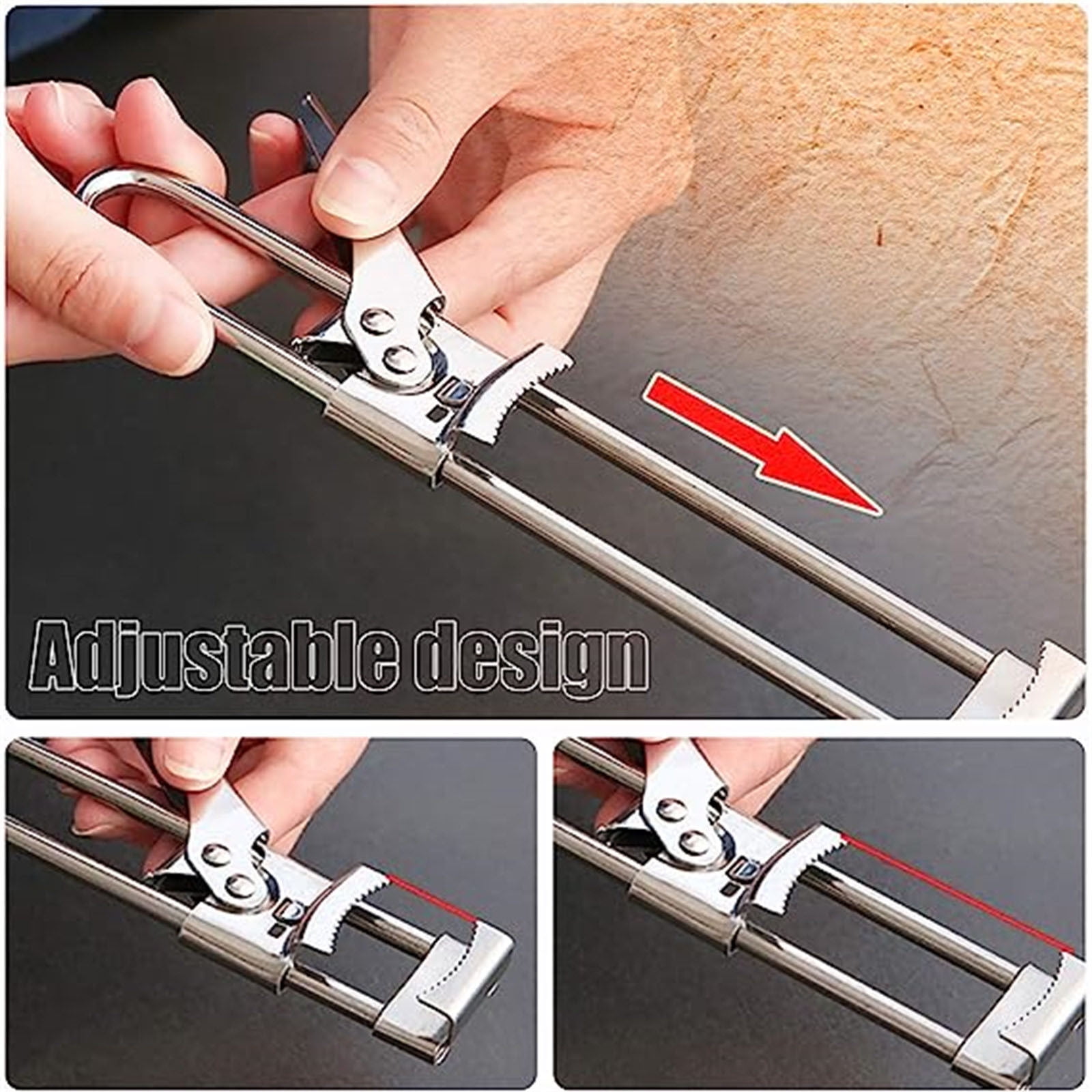 Weloille Adjustable Stainless Steel Can Opener 22.5cm with Ergonomic Handle, Easy Open Cans, Compact and Safe Kitchen Tool for Everyday Use