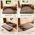 thumbnail image 4 of 78.5" Convertible Sofa Bed, Faux Leather Futon Couch with Pillows & Side Storage Pocket, Floor Sleeper Brown Sofa in a Box,Boneless Couch for Living Room Bedroom, 4 of 11