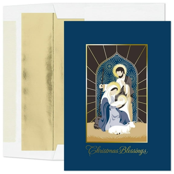 Masterpiece Studios 15-Count Boxed Christmas Cards with Foil-Lined Envelopes, 7.8" x 5.6" Radiant Blessings (964600)