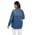 thumbnail image 6 of Women's Distressed Denim Shirt, Button-Up Shirt-XL, 6 of 6