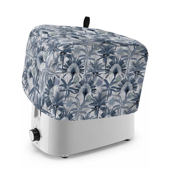 Toaster Cover 2 Slice, Blue Tropical Leaves Dustproof Bakeware Oven Protector with Top Hook, Summer Palm Trees Botanical Waterproof Small Kitchen Appliance Toasters Dust Cover, 12"x7.5"x8"