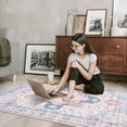 thumbnail image 2 of 3x5 Retro Floral Medallion Area Rug -Bedroom Rug Soft Throw Printed Bathroom Kitchen Entry Foyer Mat, Vintage Non-Slip Washable Carpet for Front Door Laundry Room Bath Office-PinkBlue, 2 of 9