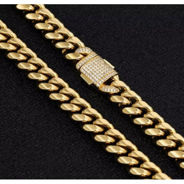 24K Hip Hop Miami Cuban Link Chain 12MM, Real Solid Heavy Premium