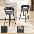thumbnail image 4 of 28inch Bar Stools Set of 2, Counter Height Bar Stools, 360°Swivel Suede Fabric Stool Chairs with Woven Back and Footrest for Kitchen Island, Cafe, Pub, Bar Counter, 4 of 7