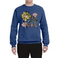 thumbnail image 2 of Wild Bobby Worship While You Wait Sunflower Pink and Yellow Inspirational/Christian Unisex Crewneck Sweatshirt, Vintage Heather Blue, X-Large, 2 of 6