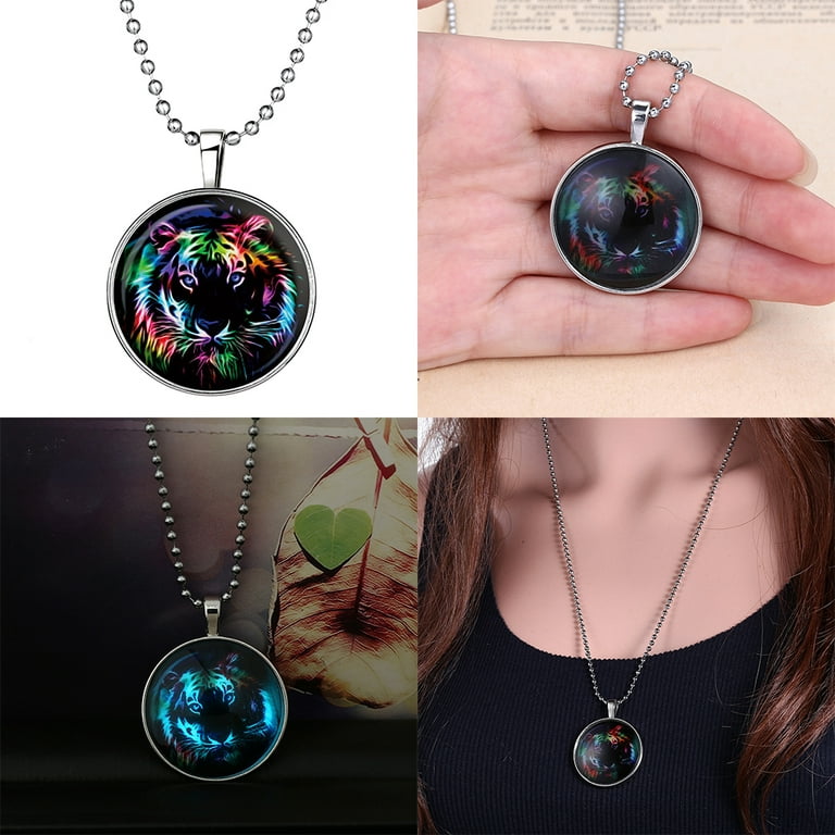 Luminous Tiger Time Pendant Necklace Colorful Glow in the Dark Jewelry for  Haunted House Halloween 