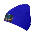 thumbnail image 2 of LNWH Knitted Acrylic Hat, Retro Abstract Landscape Pattern Winter Beanie Hat for Cold Weather, Blue, 2 of 4