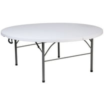 Flash Furniture Kathryn 5.89-Foot Round Bi-Fold Granite White Plastic Banquet and Event Folding Table with Carrying Handle