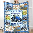 thumbnail image 3 of Tractor Blanket Farm Truck Blanket Gifts for Boys Kids Adults Just A Boy Who Loves Tractors Blanket Super Warm Soft Throw for Bed Camping Sofa Decor Trucks Car Lover Gifts 40''''x50''''-S, 3 of 6