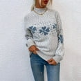 thumbnail image 6 of Luwomo Casual Christmas Sweaters Womens Long Sleeve High Neck Loose Fit Pullover Snowflake Graphic Knit Regular Tops,Grey,M, 6 of 7
