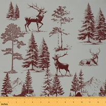 Homewish Vintage Reindeer Print 01 for Adult, Woodland Wildlife Room Decor Fabric by the Yard, Rustic Farmhouse Sewing Fabric, Luxury Bedroom Decor