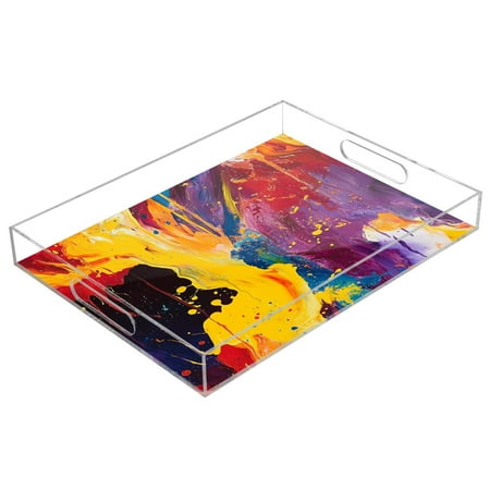 

Clear Acrylic Tray Water Cup Tray Teacup Jewelry Storage Tray for Serving and Home Decor Flames and Sparks Painting