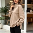 thumbnail image 5 of Vynhevius Women Mock Neck Sweatshirt Solid Half‑Zip Drop Shoulder Long Sleeve Loose Casual Pullover Top, 5 of 9