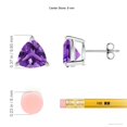 thumbnail image 2 of ANGARA Natural Basket-Set Trillion 3.2 ct Amethyst Stud Earrings in 925 Sterling Silver for Women (Size-8mm) | February Birthstone, Anniversary, Jewelry Gift for Women | Natural Amethyst Earrings, 2 of 7