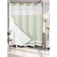 thumbnail image 4 of Farmhouse Sage Green White Striped No Hook Shower Curtain Waterproof, Bathroom Curtains with Snap in Liners and See Through Top Window, Modern Stripes Hotel Style Bathtub Curtains Shower 72"Wx78"L, 4 of 8