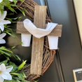 thumbnail image 2 of Guirnalda de Pascua con forma de cruz y lazo de ratán, adorno colgante, 2 of 5