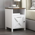 thumbnail image 4 of PetFurnishn Farmhouse End Table, Side Table, Nightstang, End Table with Barn Door and Shelf, Rustic Modern Bed Night Stand for Bedroom, Living Room-1-White, 4 of 10