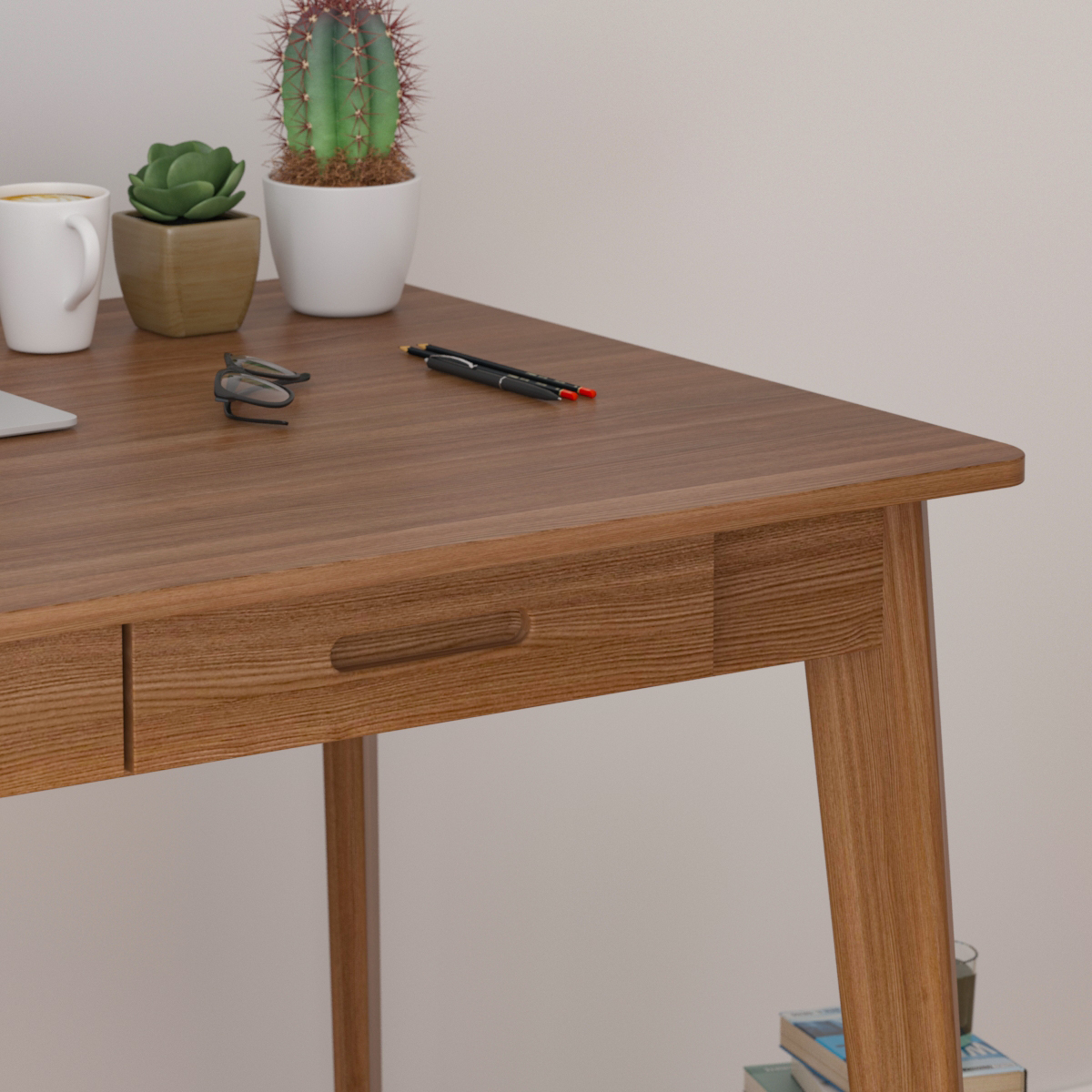 MONSLIPA Industrial Modern Wooden Desk with Storage Drawers, Office Computer Desk and Home Office Desk with Sturdy Wood Legs, 40" Long (Walnut)